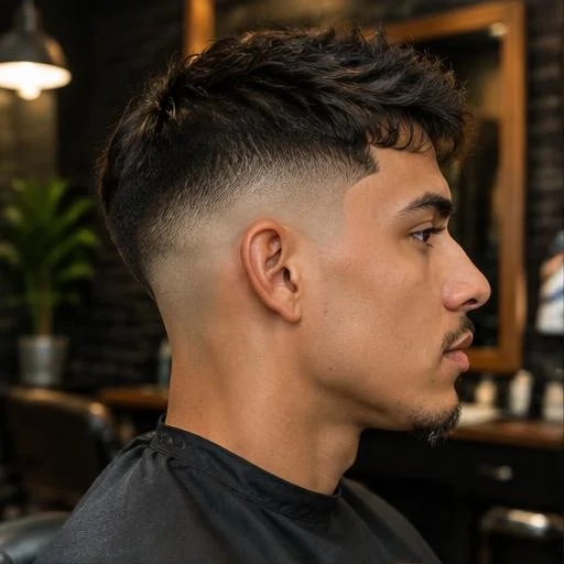 Corte degradê com topo texturizado — foto ilustrativa